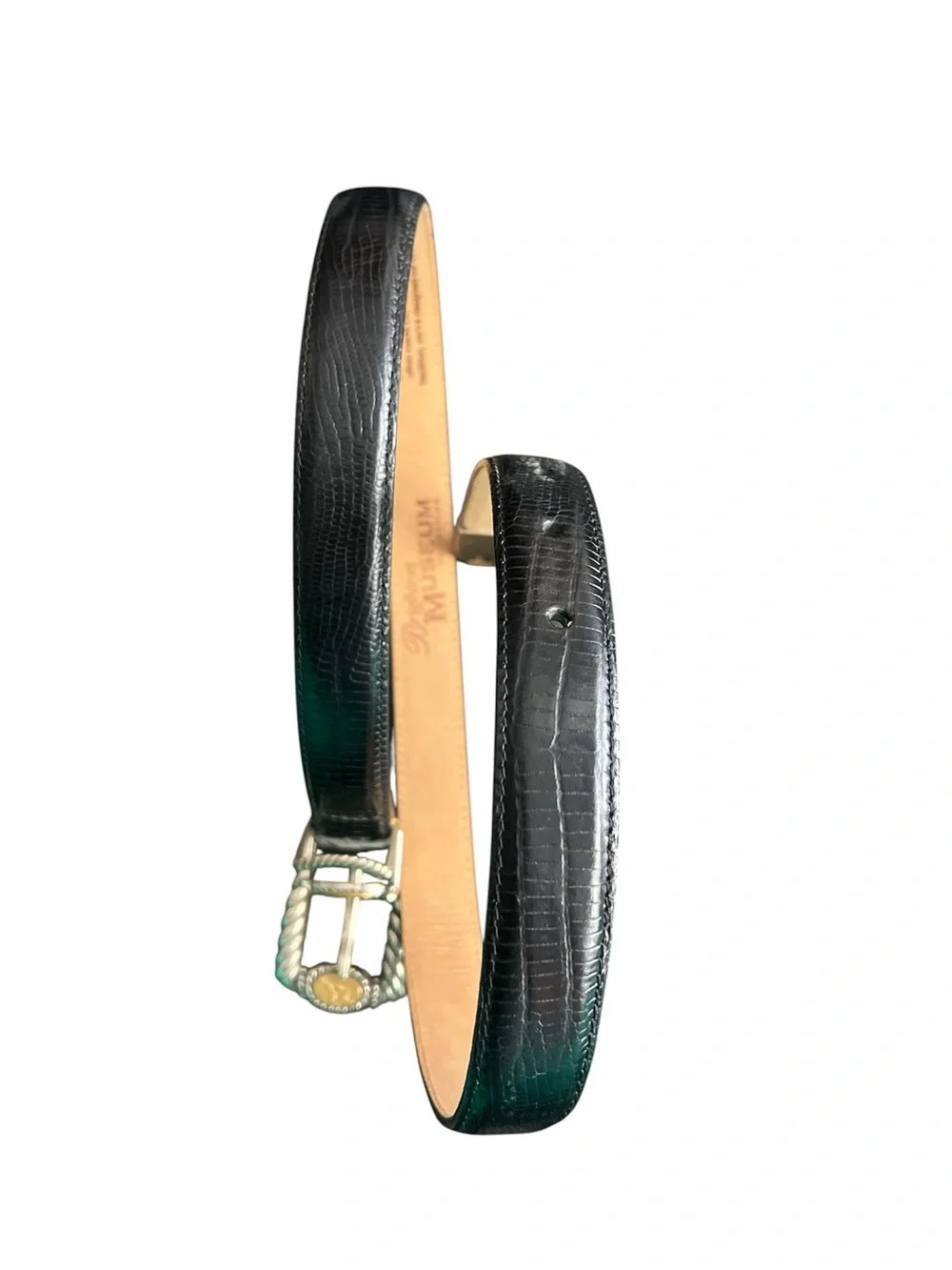 Brighton Museum Collection Black Leather Belt with Gold-Tone Coins Size Large